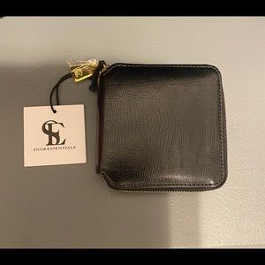 SNOB ESSENTIALS Black Lizard Square Wallet
